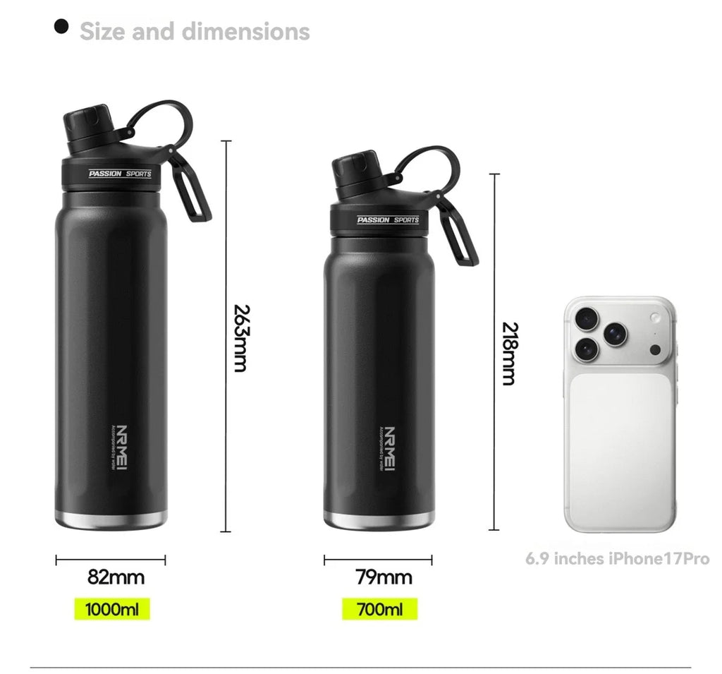 Insulated  Water Bottle Stainless Steel Bicycle Sport Large Capacity Fitness and Refrigerated Rotating Lid Convenience