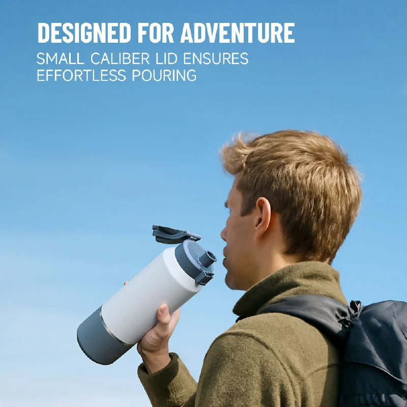 Tyeso Large Capacity Insulated Water Bottle Portable Travel Mug with Handle Leak-Proof Lid for Outdoor Sports Hiking Drinkware