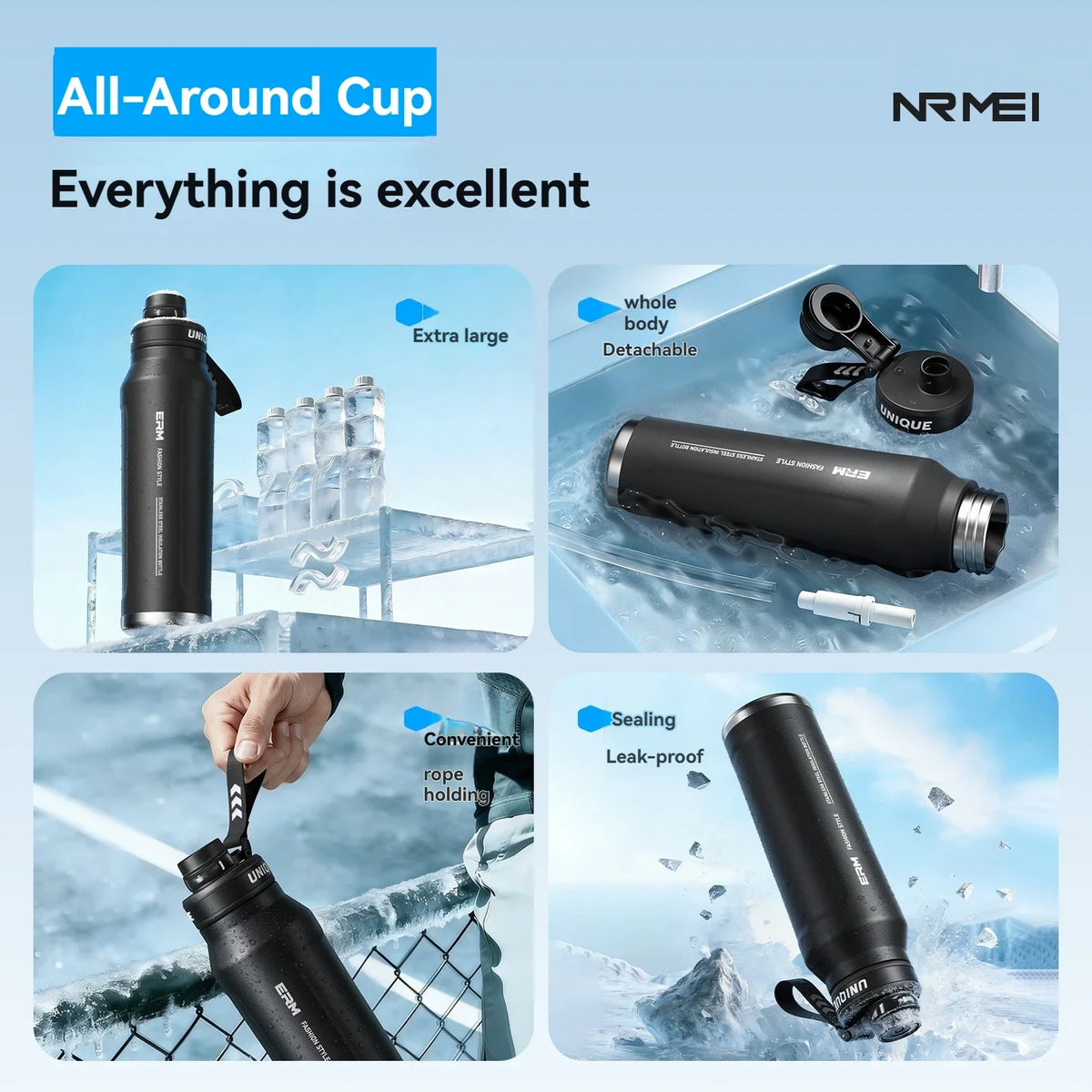 Waterbottle Stainless Steel Tumble Large Capacity Insulated Flasks Cycling Sports Portable Water Bottle for Men